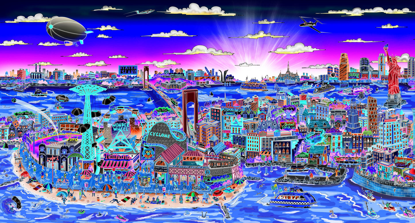Sunset Over Manhattan Island Mural