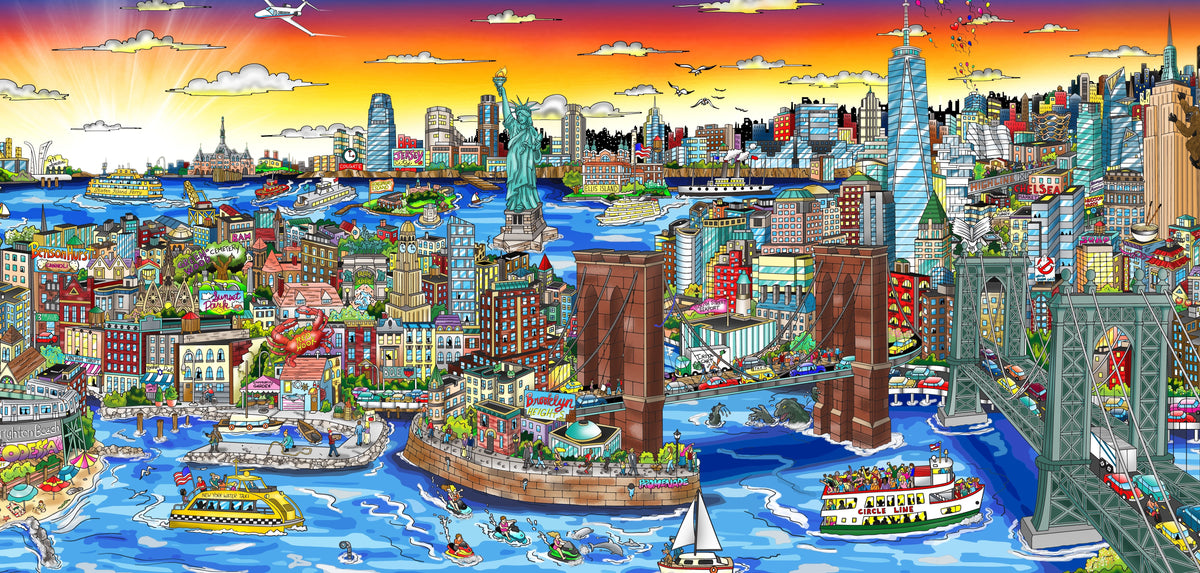 Sunset Over Manhattan Island Mural Premiere Edition
