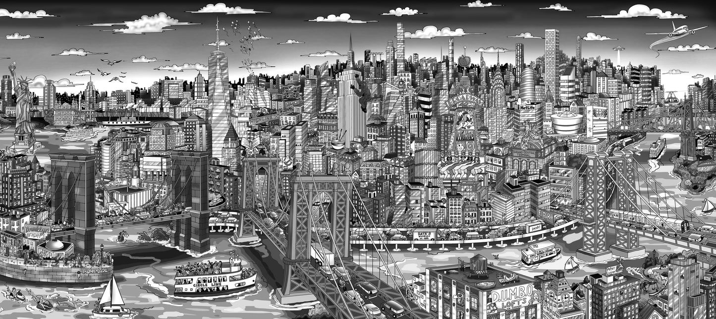 Sunset Over Manhattan Island Mural