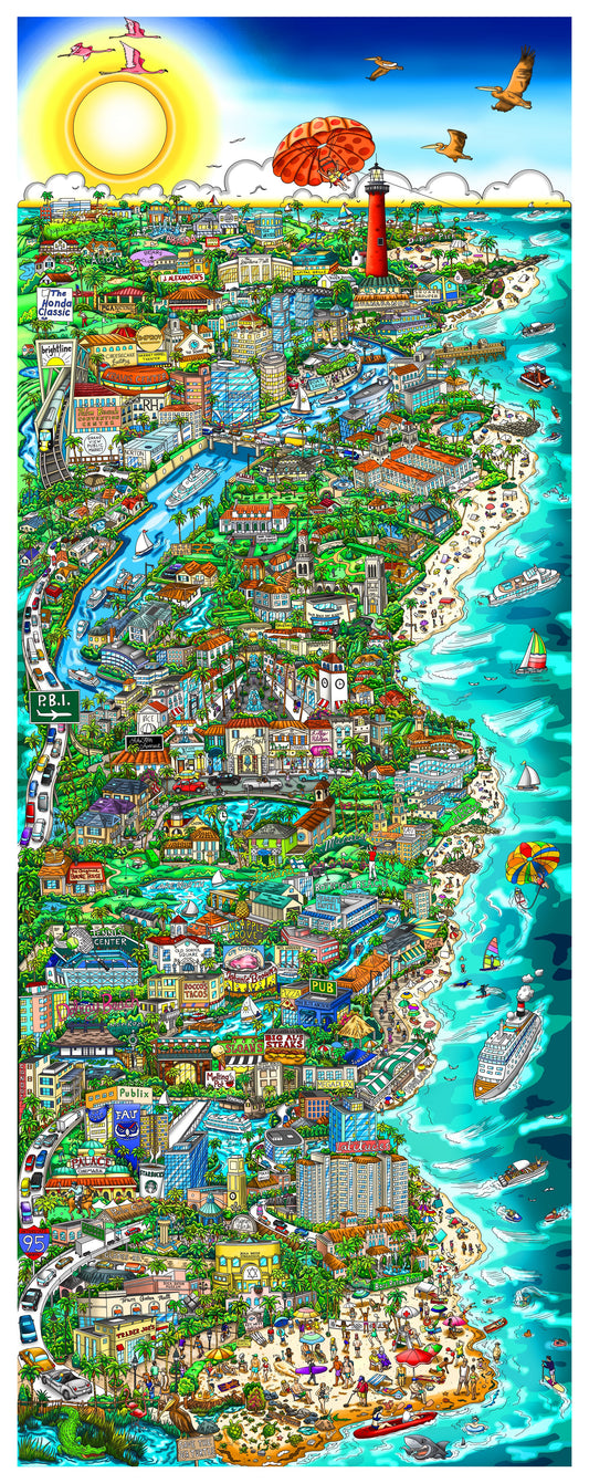 Paradise Found... Palm Beach County - Deluxe Edition - 29” x 61” Framed