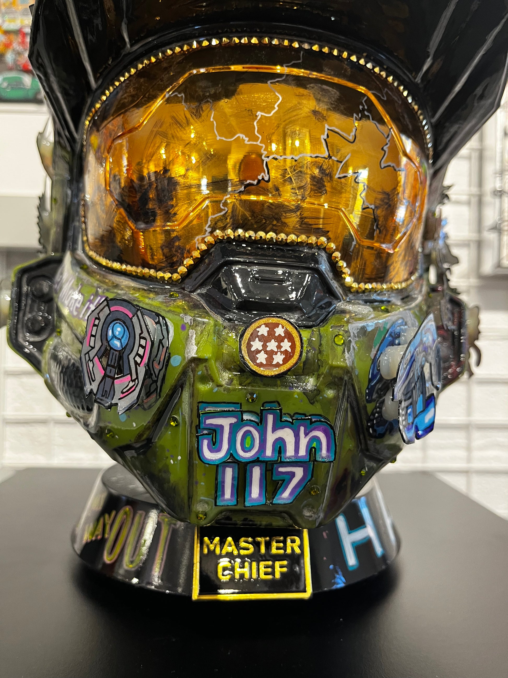 certified master chief motorcycle helmet Halo Master Chief Unique Helmet Sculpture