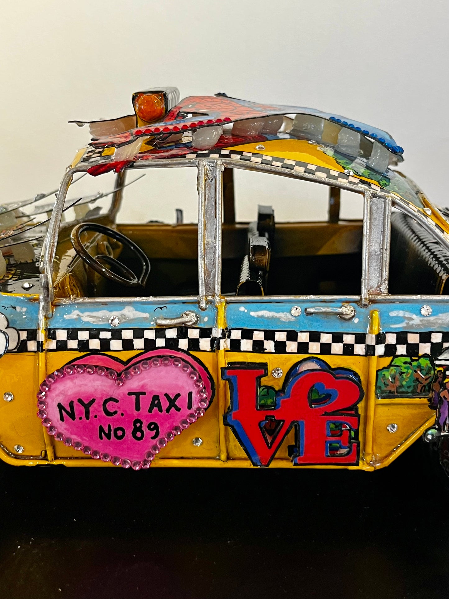 Spider-Man Taking a Taxi Ride Unique Car Sculpture